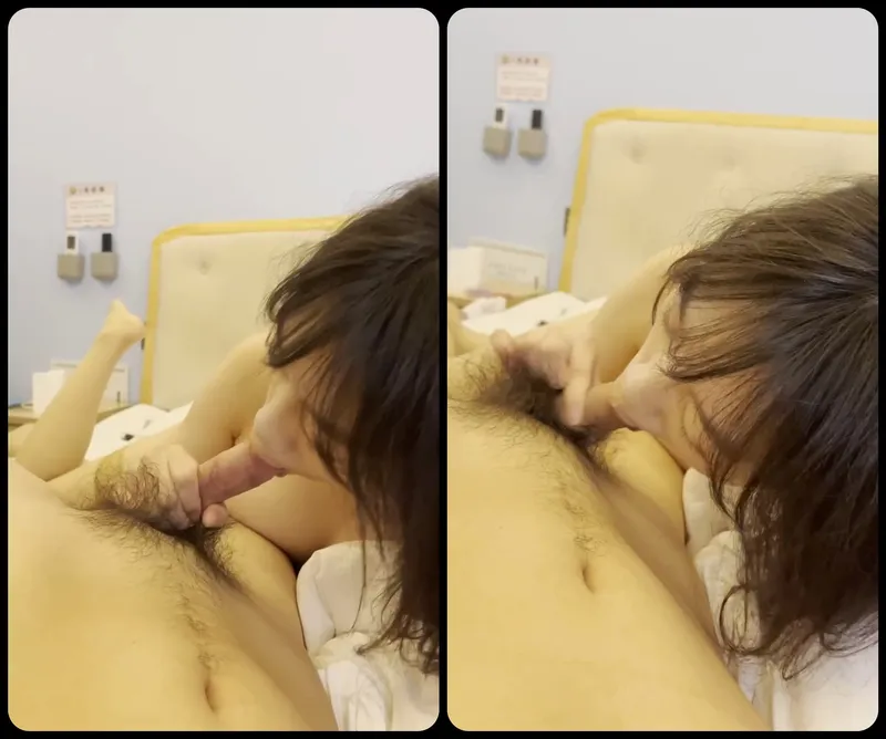 Em người yêu ngoan liếm láp cậu bé bự của anh